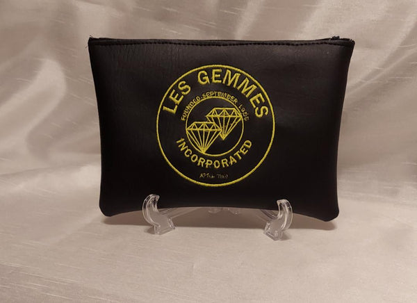 Les Gemmes Inc Zip Pouch with Embroidered Logo