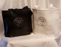 The Holidays Inc White or Black Vegan Leather Tote with Embroidered Logo